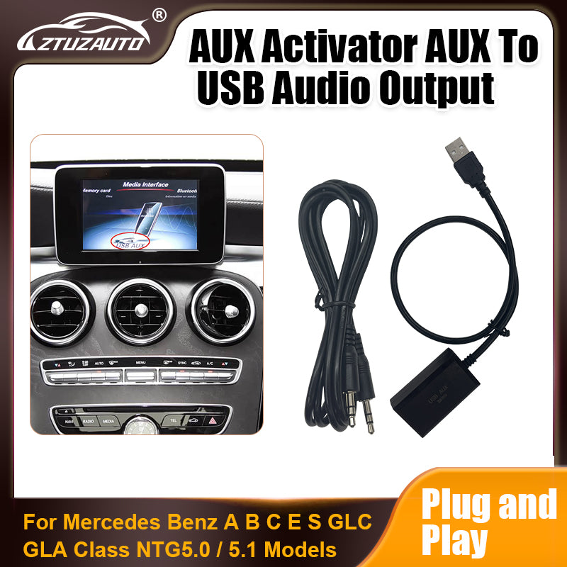 7 Inch Car Screen AUX to USB Adapter for Mercedes Benz NTG 5.0 / 5.1 System Audio Input Output Converter Aux Activator
