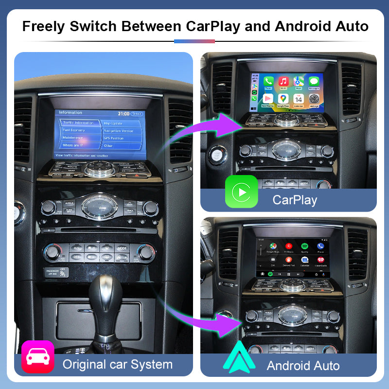 Wireless Apple CarPlay Android Auto Retrofit for Infiniti 2015-2019 Q60 Q70 QX70 Mirror-Link AirPlay YouTube Carplay Adapter