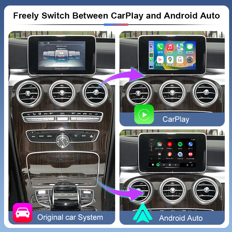 Wireless Portable CarPlay Android Auto AirPlay Screen Upgrade for Mercedes Benz A/B/C/E/S/CLA/GLA/GLC/CLS/GLE W205 Mirror Link