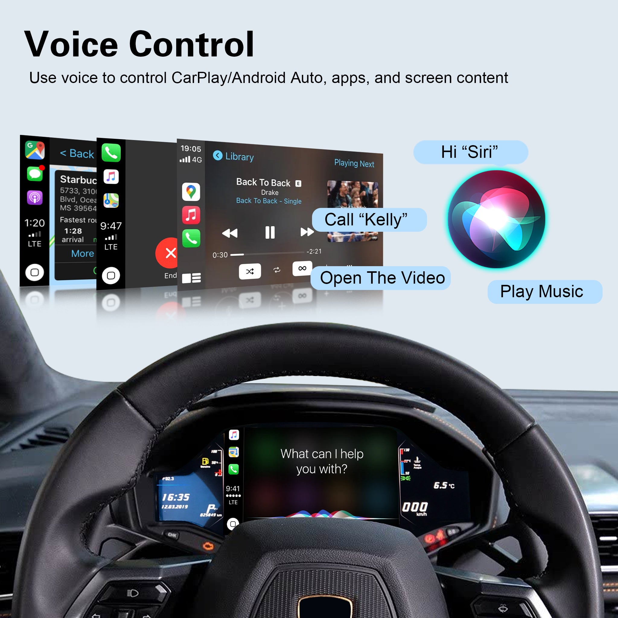 Wireless CarPlay System for Lamborghini Huracán (2014-2018) Instrument Cluster Display