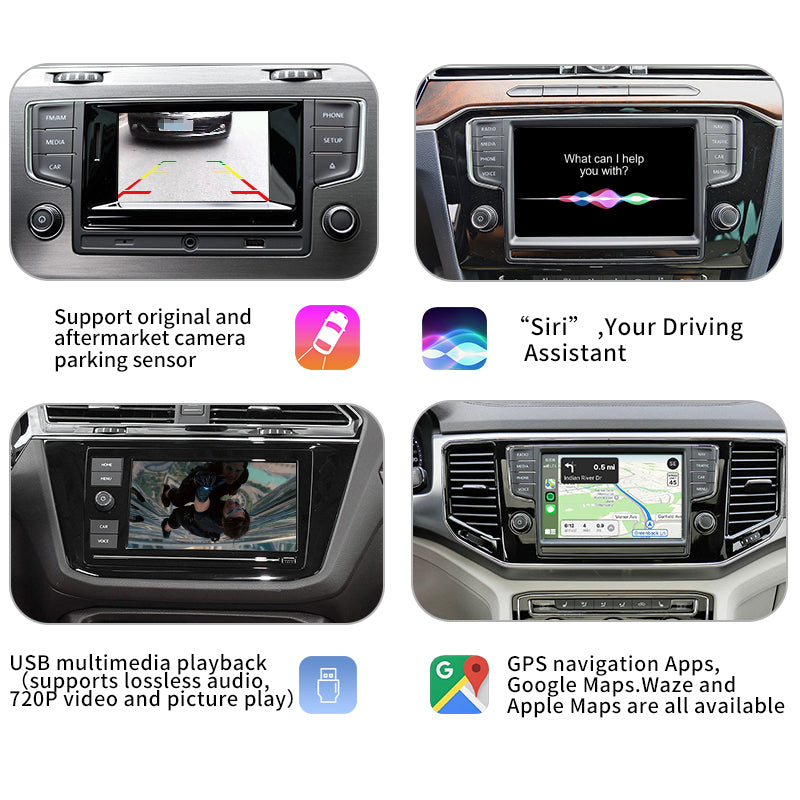 Wireless CarPlay Android Auto for Volkswagen VW Polo Golf Touareg Tiguan Teramont Passat MIB System , Module Box Video Interface