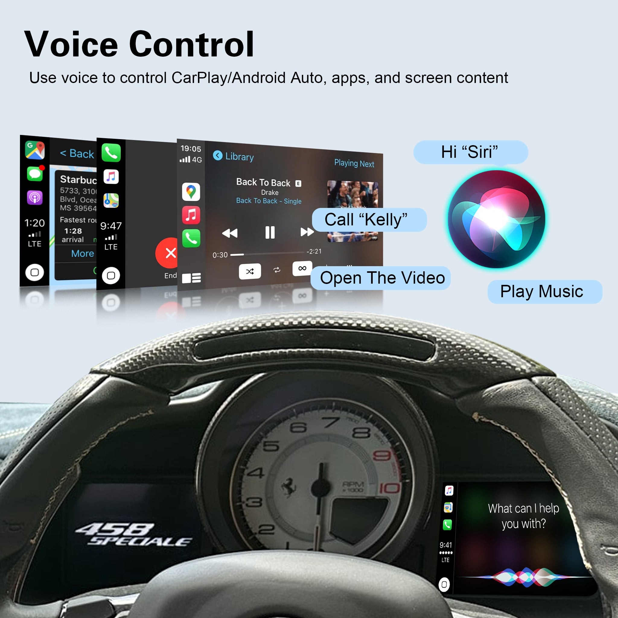 Wireless CarPlay & Android Auto Module for Ferrari 458 / 488 | Instrument Cluster Screen Upgrade