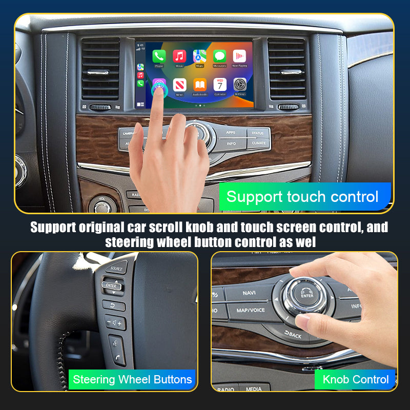 Wireless CarPlay Android Auto Adapter for Infiniti Q50 Q50L QX50 Q60 QX60 QX80 Nissan Patrol Mirror Link AirPlay Retrofit Kit