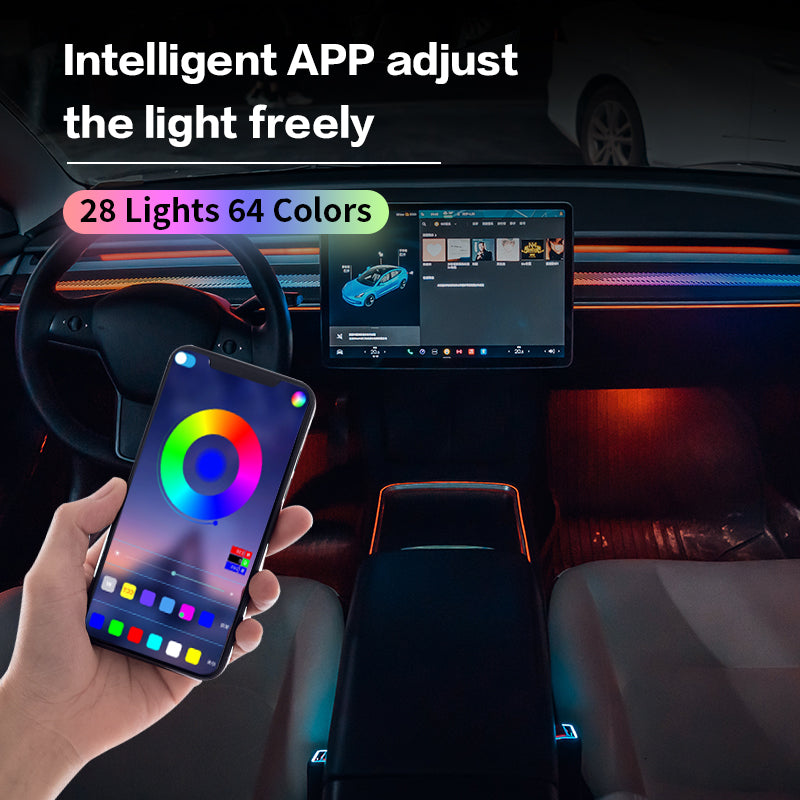 Car Styling Ambient Lamp Lights For Tesla Model 3/Model Y 2021-2023 Dragon Rainbow Laser Atmosphere Lamp Decorate Ambient Light