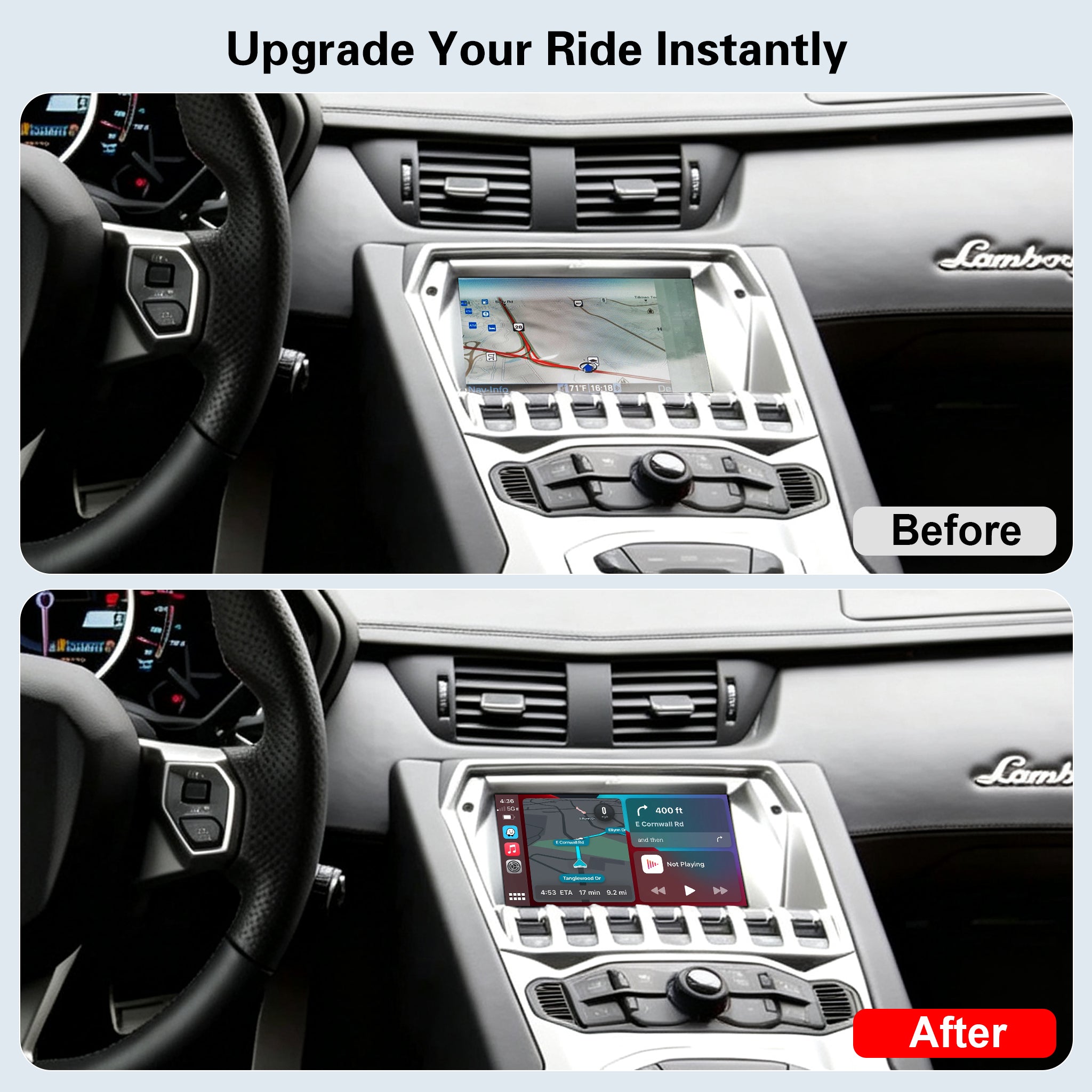 OEM Integration Wireless CarPlay Retrofit Kit for Lamborghini Aventador 2012-2019