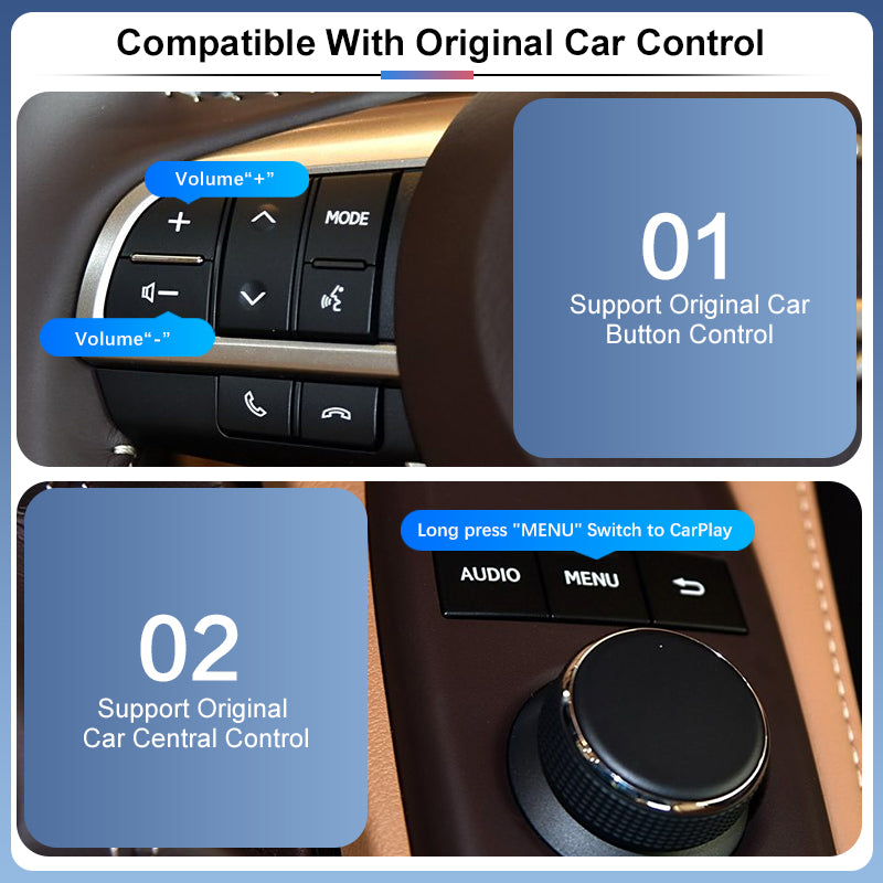 Wireless CarPlay for Lexus NX RX IS ES GS RC CT LS LX LC UX GX, 2014-2022 Android Auto Mirror Link AirPlay Car Play Functions