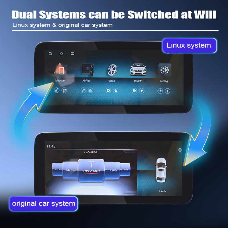 12.3/10.25 Inch Wireless CarPlay Multimedia Linux Touch Screen for Mercedes-Benz C Class /GLC 2015-2019 NTG5.0 5.1 System