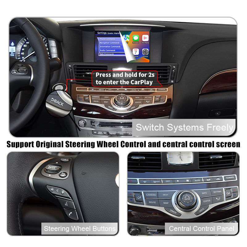 Wireless Apple CarPlay Android Auto for Infiniti QX60 QX60 Q70 2014-2020 Aftermarket Car Play Upgrade Retrofit Kit