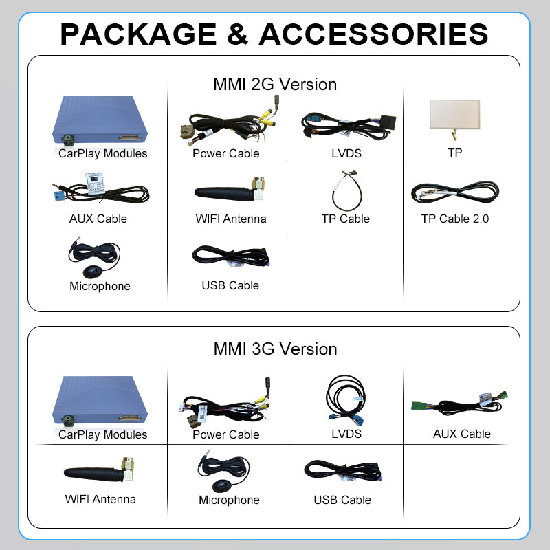 Wireless CarPlay Android Auto MMI Interface for Audi A4 B8 A5 Q5 2008-2016 with AirPlay Mirror Link Functions Reverse Camera