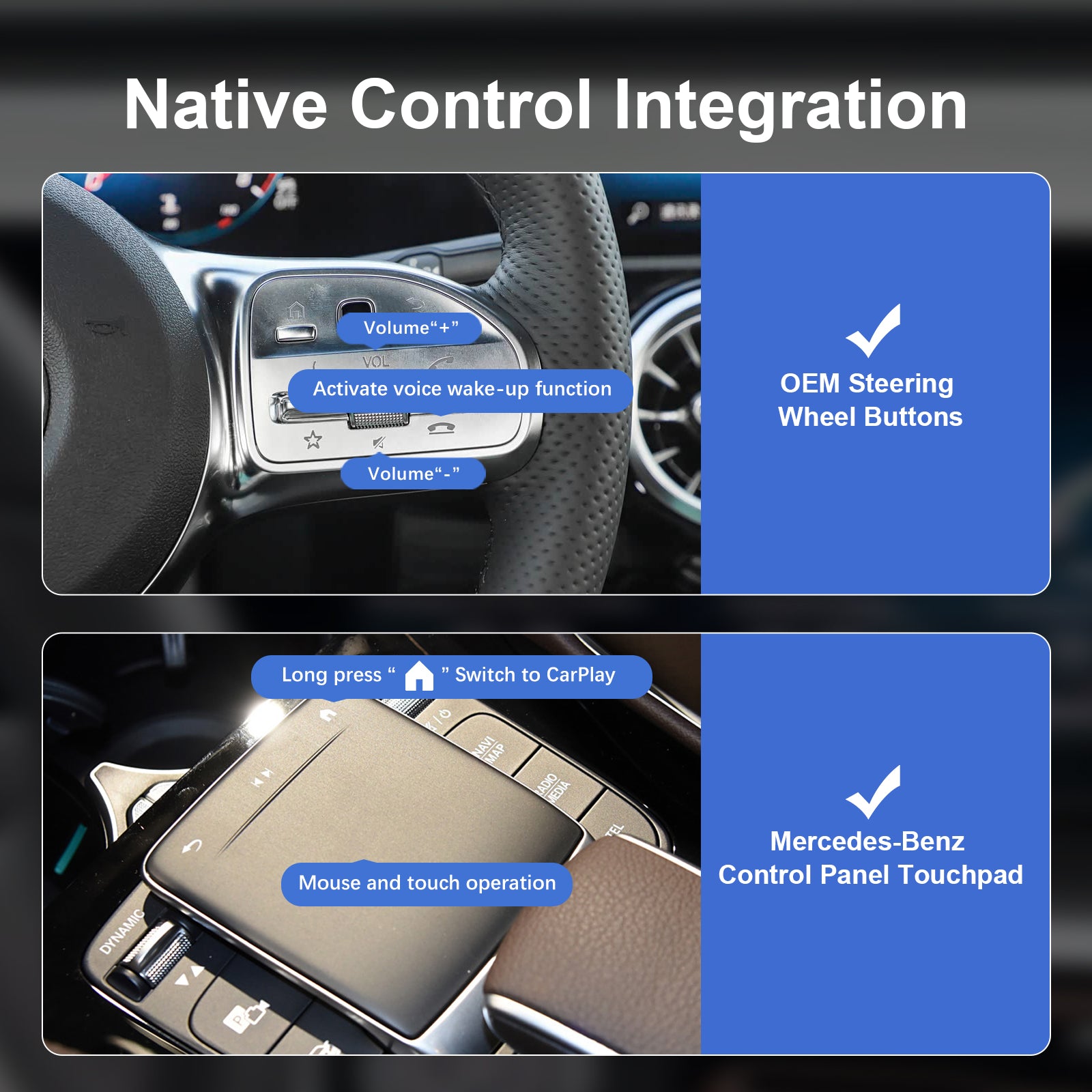 Wireless CarPlay & Android Auto Module for Mercedes-Benz NTG 6.0 MBUX Touchscreen Upgrade