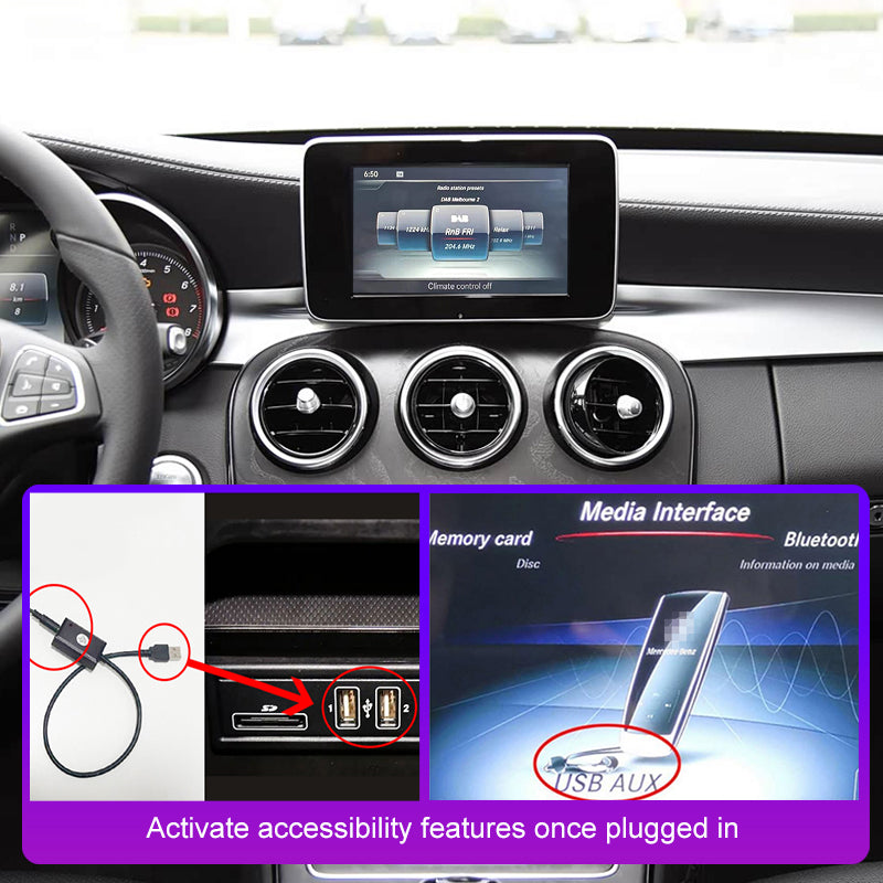 AUX to USB Adapter for Mercedes Benz NTG 5.0/5.1/5.5/6.0 System Audio Input Output Converter Aux Activator