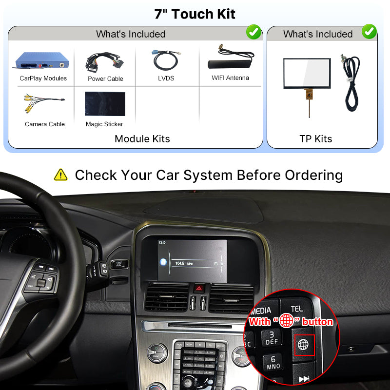 ZTUZAUTO Gen3 Wireless CarPlay & Android Auto Module for Volvo V40 V60 XC60 S60 S80 (With