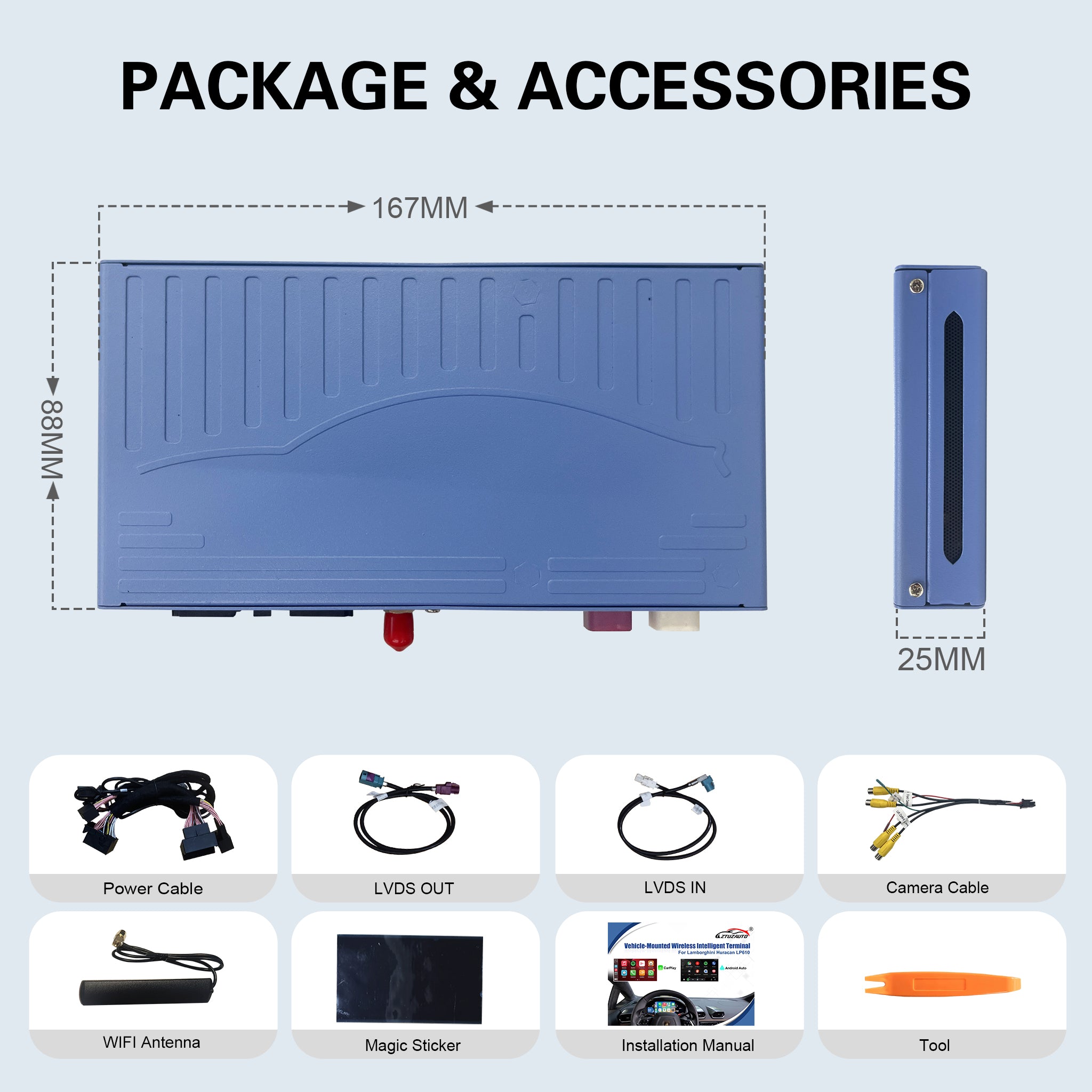 Wireless CarPlay System for Lamborghini Huracán (2014-2018) Instrument Cluster Display