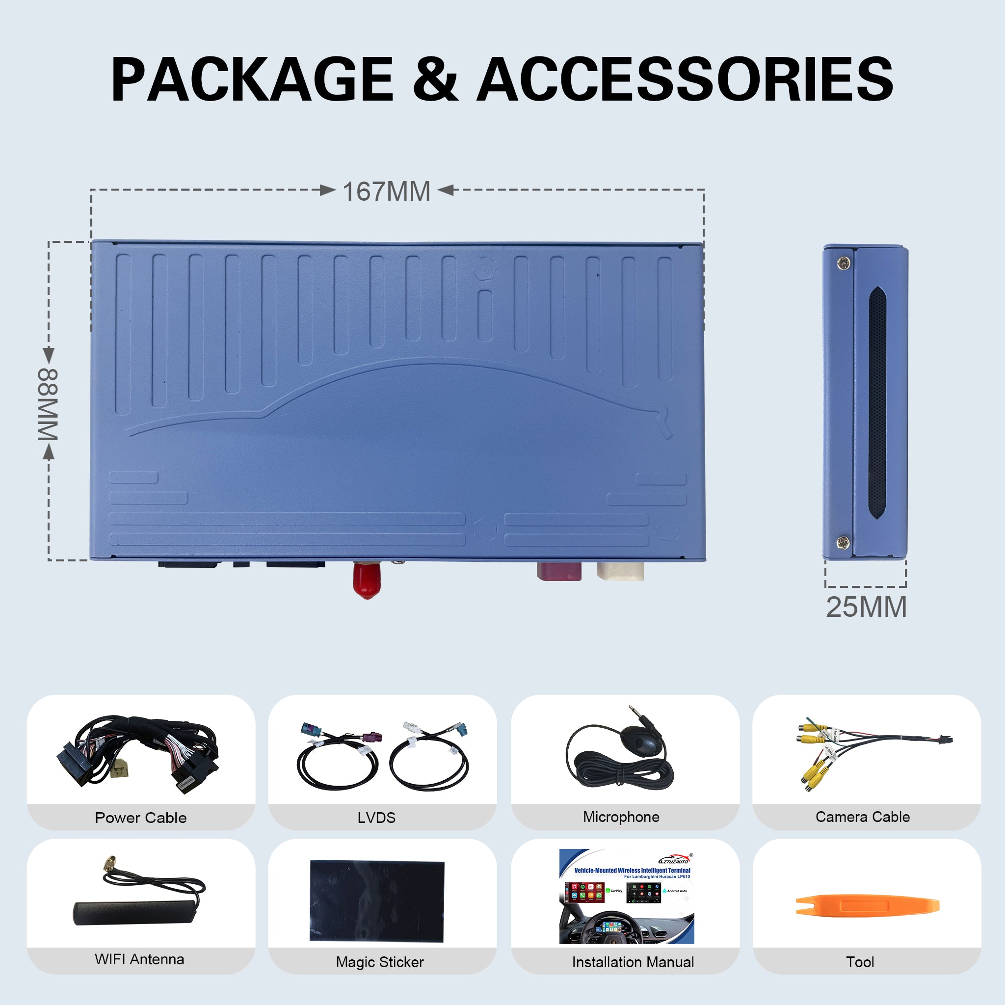 OEM Integration Wireless CarPlay Retrofit Kit for Lamborghini Aventador 2012-2019