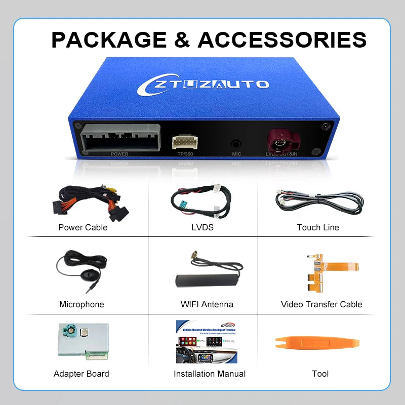 ZTUZAUTO Wireless Apple CarPlay Android Auto Adapter Module Box Alfa Romeo Giulietta 2014-2019 7'' Mirror Link Front/Rear Camera