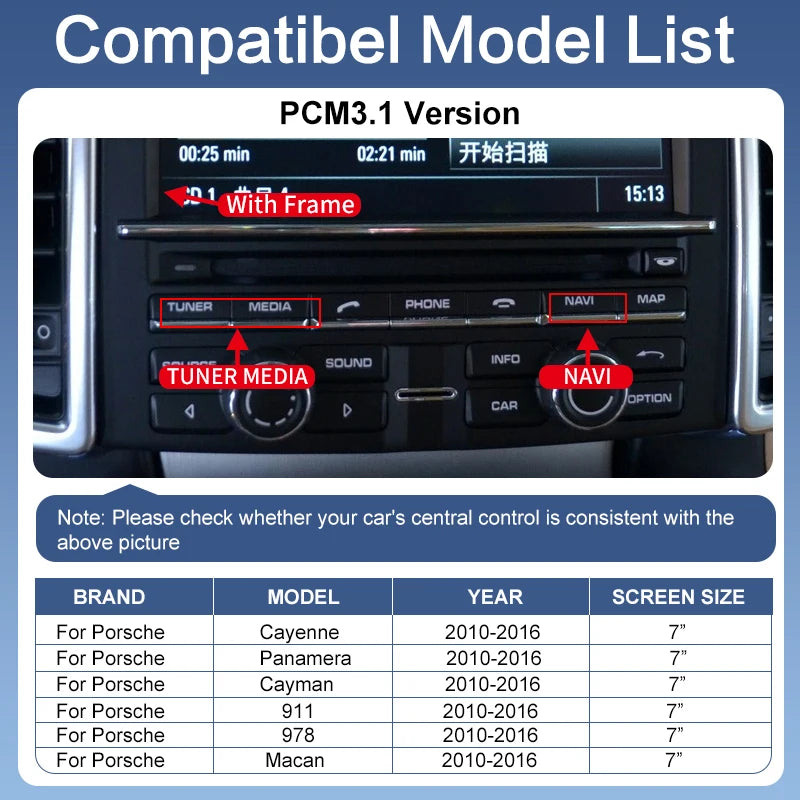 Wireless CarPlay Adapter for Porsche 2009-2018 Cayenne Panamera Macan 911 Bosster Android Auto Mirror with Rear Camera Support
