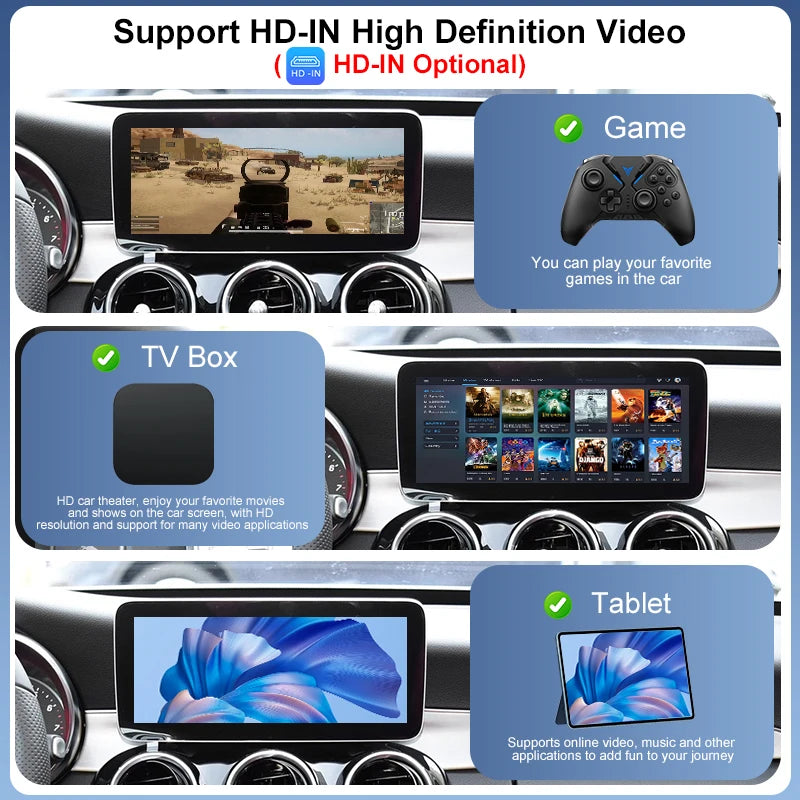 2026 Wireless CarPlay Android Auto Adapter Mercedes Benz C Class W205 S Class W222 NTG5.5 OEM Upgrade Support Front/Rear Cameras