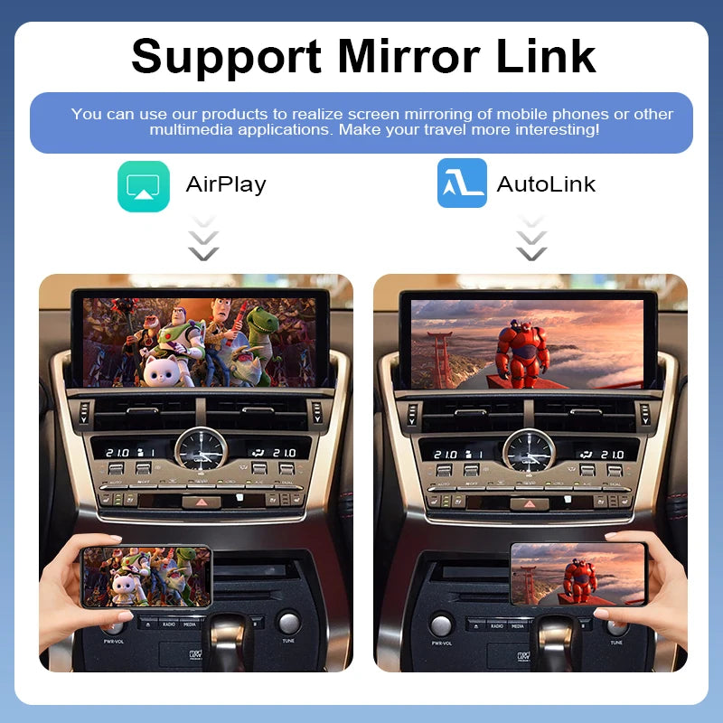 Newest Wireless CarPlay Android Auto Adapter Lexus NX 2015-2021 Factory Screen USB Navigation AirPlay Mirror Link Plug Play Voice