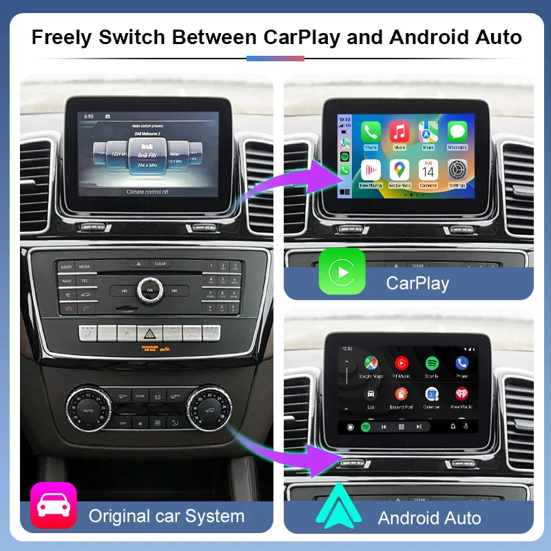 Wireless CarPlay & Android Auto Adapter for Mercedes Benz NTG5.0/5.1 for 2015-2019 GLE/GLS Class AirPlay MirrorLink Plug & Play