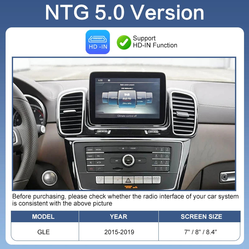 Wireless CarPlay & Android Auto Adapter for Mercedes Benz NTG5.0/5.1 for 2015-2019 GLE/GLS Class AirPlay MirrorLink Plug & Play
