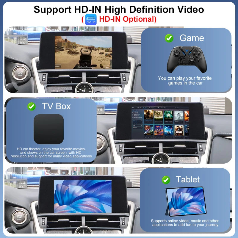 Wireless CarPlay Android Auto Adapter Lexus NX 2015-2021 Factory Screen USB Navigation AirPlay Mirror Link Plug Play Voice