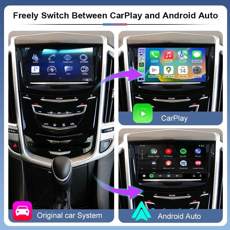 Wireless CarPlay & Android Auto Adapter for Cadillac SRX 2013-2017 CTS ATS XTS XT5 8