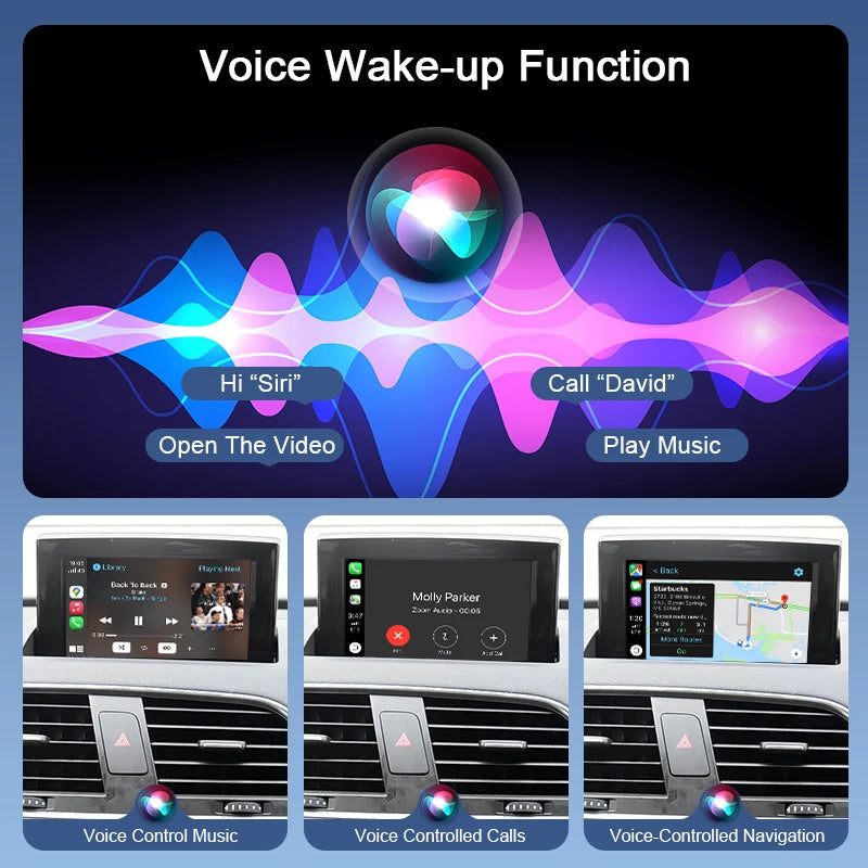 Wireless CarPlay & Android Auto Retrofit Module for Audi A1/Q3 2013-2016 with Touch Control Voice Assist Camera Support