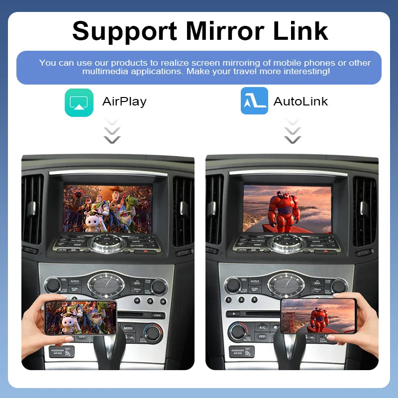 Wireless CarPlay Android Auto Adapter for Infiniti G Series G37/G35 Mirror Link Voice Control (Siri/Google) Camera Support Plug