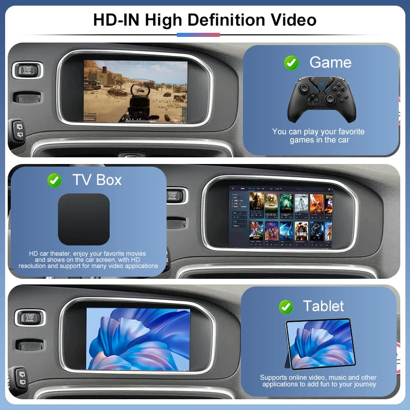 Newest Gen 3 Wireless Apple CarPlay for Volvo S60 S80 XC60 V60 V40 S60L 15-19 Android Auto Box Adapter Mirror Front Rear Cameras