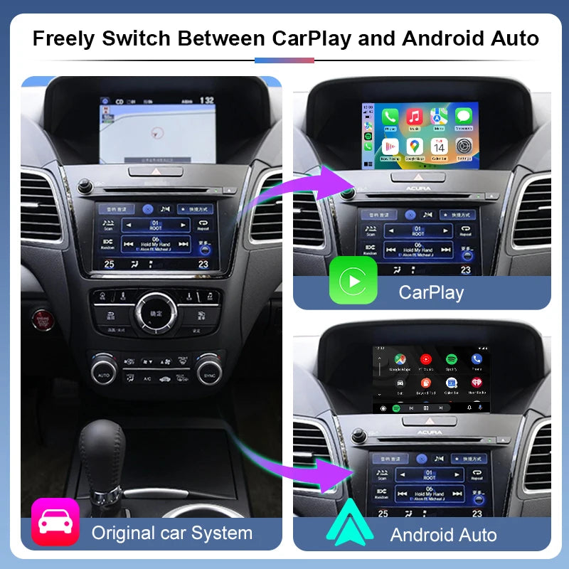 Wireless Carplay for Acura YD3 MDX TLX ILX RLX with Car Play Android Auto Mirror Link AirPlay Navigation Support OEM Cameras