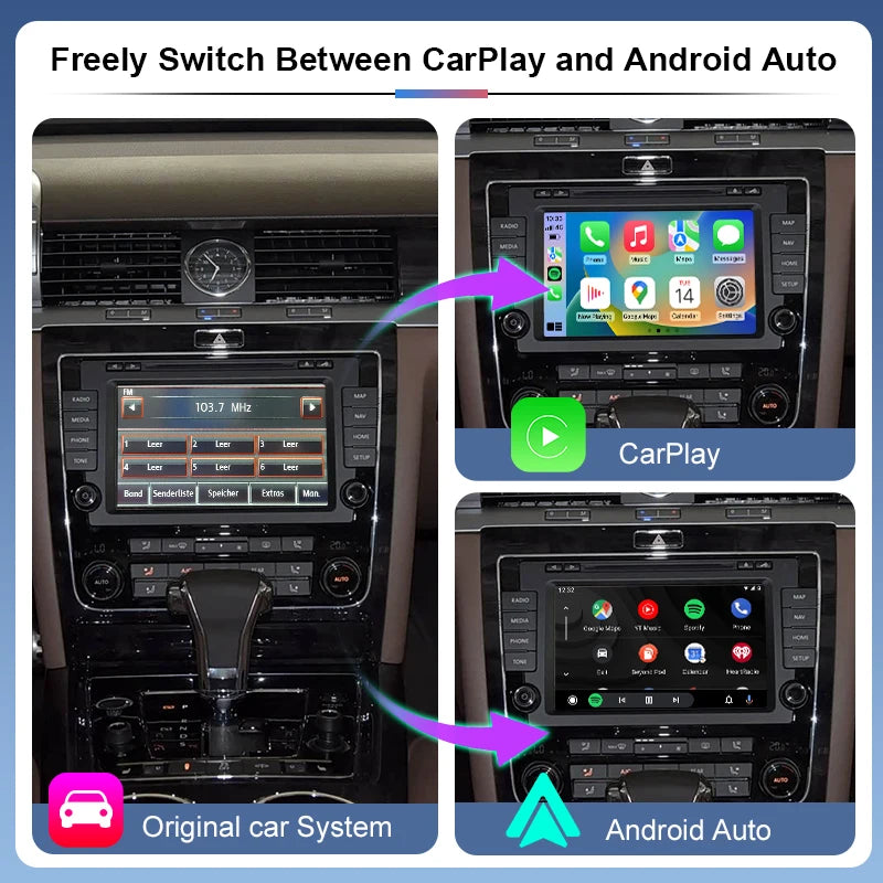 Wireless CarPlay Android Auto Adaptor RNS510 Series ZTUZAUTO Volkswagen Phaeton RNS 810 2009-2015 Steering Wheel Control