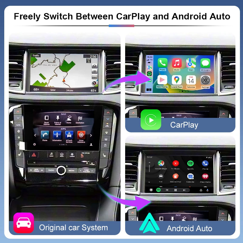 Wireless CarPlay Android Auto Adapter for Infiniti Q50 Q50L QX50 Q60 QX60 QX80 Nissan Patrol Mirror Link AirPlay Retrofit Kit