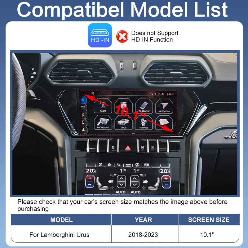 Wireless Portable Apple CarPlay Android Auto Adapter for Lamborghini Urus 2018-2023 MIB3 with WiFi Bluetooth Retains OEM Rear Camera