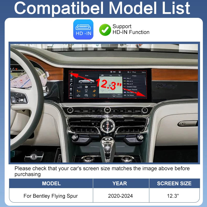 Wireless CarPlay Retrofit Kit for Bentley Bentayga /Flying Spur/Continental 19-21 Android Auto Airplay MirrorLink Voice Control