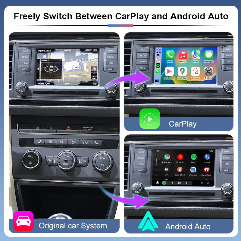 Wireless CarPlay Android Auto Adapter Seat Series MIB/MIB2 2013-2016 Support Mirror Link AirPlay Spotify Rear Cameras Skoda