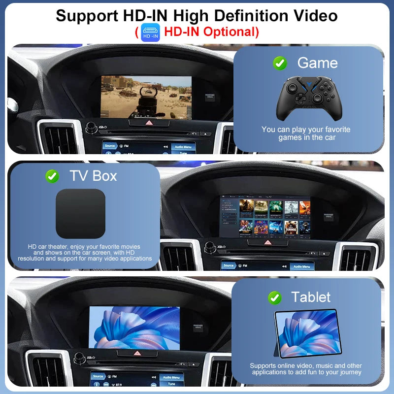 Wireless CarPlay Android Auto Mirror Link AirPlay Navigation Support Cameras Voice Control for Acura TLX 2015-2017 USB/Bluetooth