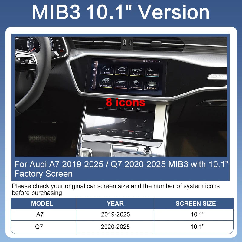 ZTUZAUTO Wireless CarPlay Android Auto Adapter for Audi A7 2019-2025 Q7 2020-2025 Front/Rear Cameras Mirror Link Spotify