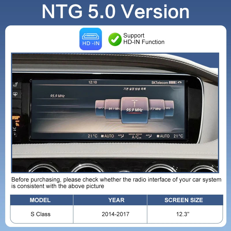 Wireless CarPlay Android Auto Mercedes Benz S-Class W222 2014-2018 E-Class 2014 OEM Screen Upgrade MirrorLink AirPlay Voice