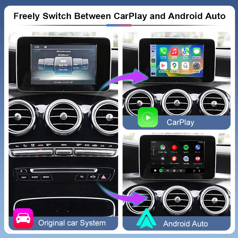 Newest NTG5.0/5.1 Wireless Apple CarPlay/Android Auto Box for Mercedes Benz C/GLC Class W205 Supports Airplay Mirror Link