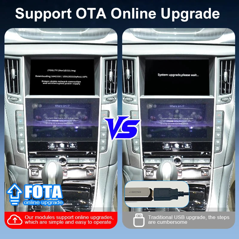 Wireless CarPlay Android Auto Adapter Infiniti QX50/Q60 2013-2015 with Voice Control & Rear/Front Cameras Factory Screen Upgrade