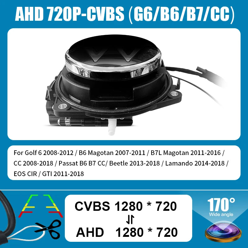 170 AHD 1080P Flip Emblem Car Reverse Backup Camera Sony Sensor IP68 Waterproof Night Vision for VW Golf 5/Golf 6/B6/Arteon