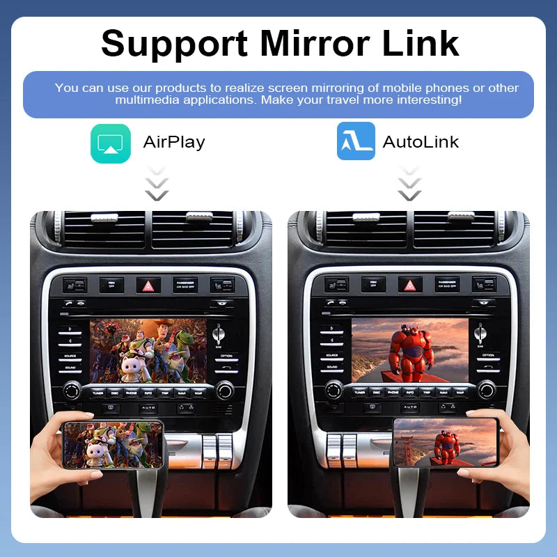 Wireless CarPlay Adapter for Porsche 2009-2018 Cayenne Panamera Macan 911 Bosster Android Auto Mirror with Rear Camera Support