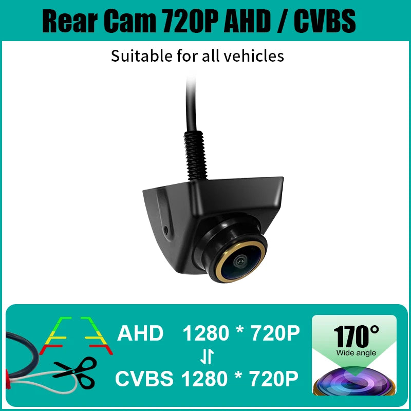 1080P AHD Car Backup Camera 170 Fisheye Golden Lens Night Vision Waterproof Universal VW Audi Nissan Kia Mazda Guiding Line 6M