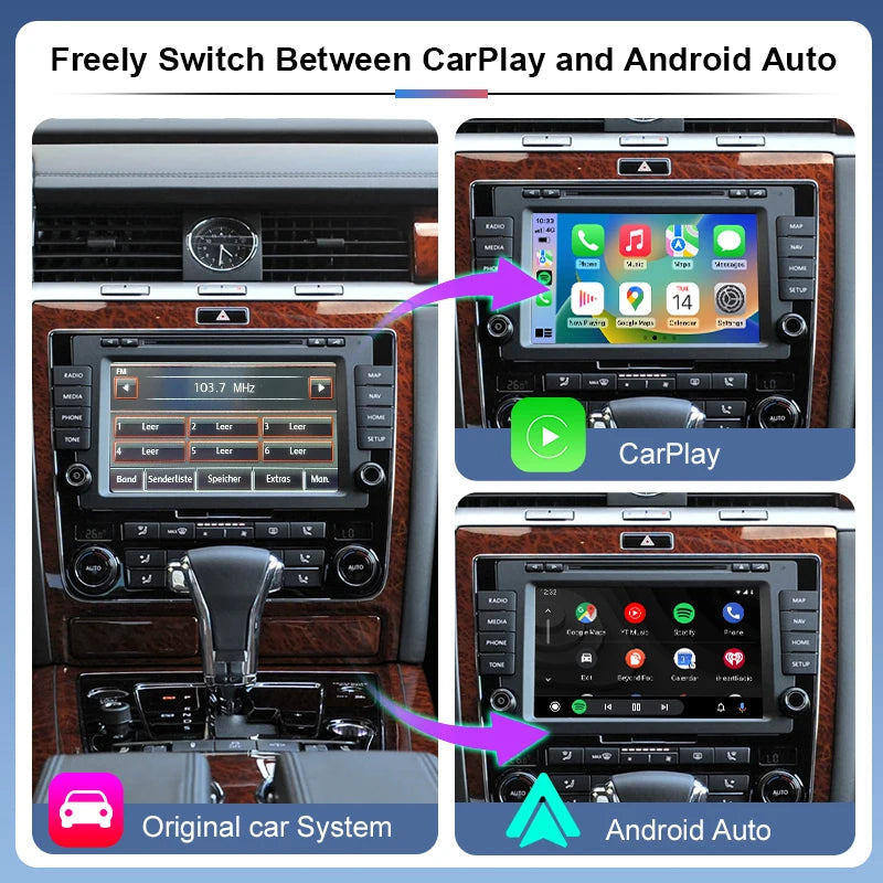 Wireless Android Auto CarPlay for Volkswagen Tiguan Passat RNS510 Skoda Phaeton Support Mirror Link Airplay Navi Touch Control