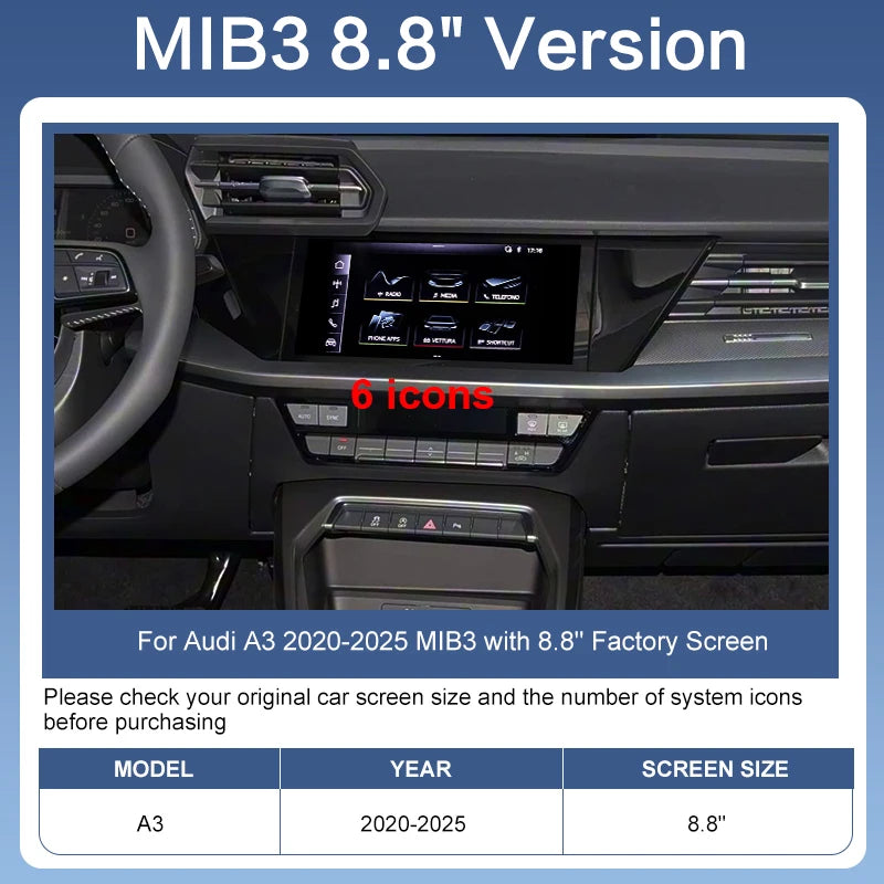 ZTUZAUTO Wireless CarPlay Android Auto Adapter for Audi A3 2020-2025 MIB3 OEM Cameras AirPlay Mirror Link Supports Siri Google