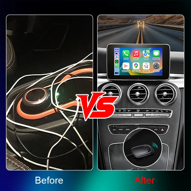 NEW Wireless CarPlay Android Auto Adapter Wired Wireless 2-in-1 Mini Car AI Box USB Type-C Voice Control Audi/VW Compatible 1
