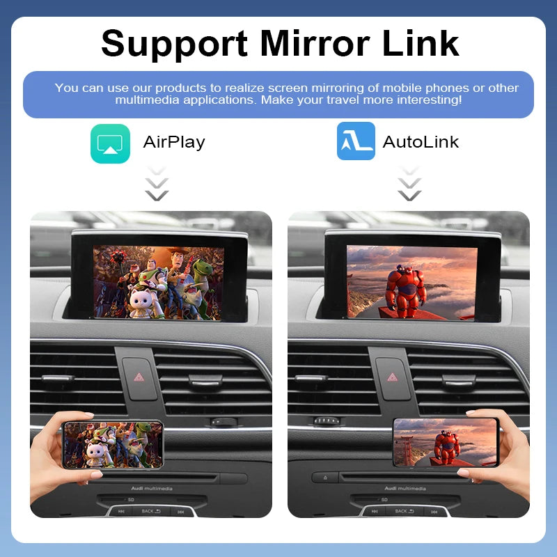Wireless CarPlay for Audi A1 Q3 2013-2016 MMI RMC 2G with Android Auto Mirror-Link Retrofit AirPlay Mirror Link Support Cameras