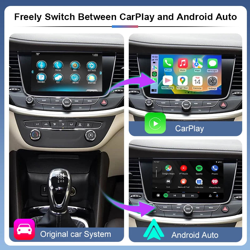 Wireless CarPlay Android Auto Adapter Ztuzauto Buick Verano 2015-2019 2.5/2.0 Support Mirror Screen AirPlay Reverse Camera 1