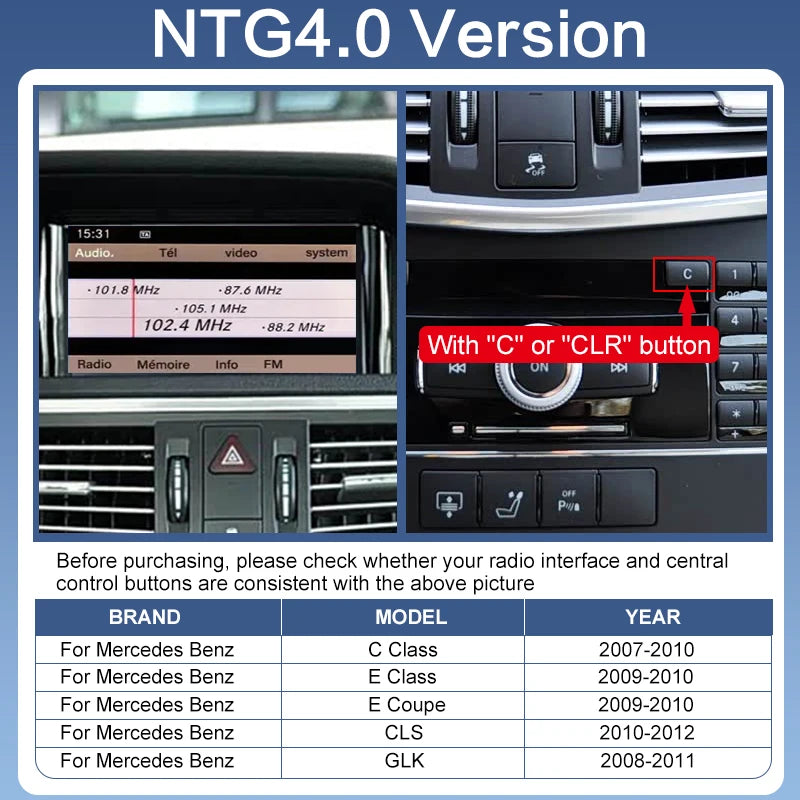 Wireless CarPlay Android Auto Adapter for Mercedes Benz C E Class GLK CLS SLK W204 W212 X204 W218 R172 NTG4.0 Radio Upgrade