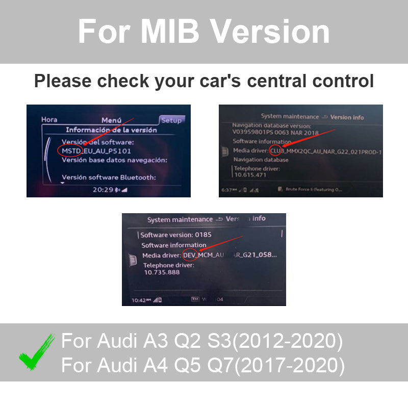 Wireless Apple CarPlay Android Auto Interface for Audi A1 A3 A4 A5 A6 A7 A8 Q2 Q3 Q5 Q7, with Mirror Link AirPlay Car Play Functions